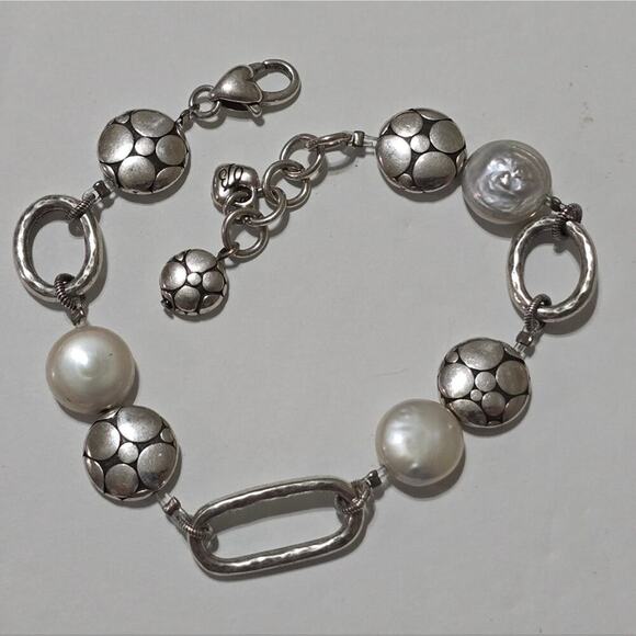 Brighton Mother of Pearl MOP AND Silver Pl Link Bracelet - Picture 1 of 6
